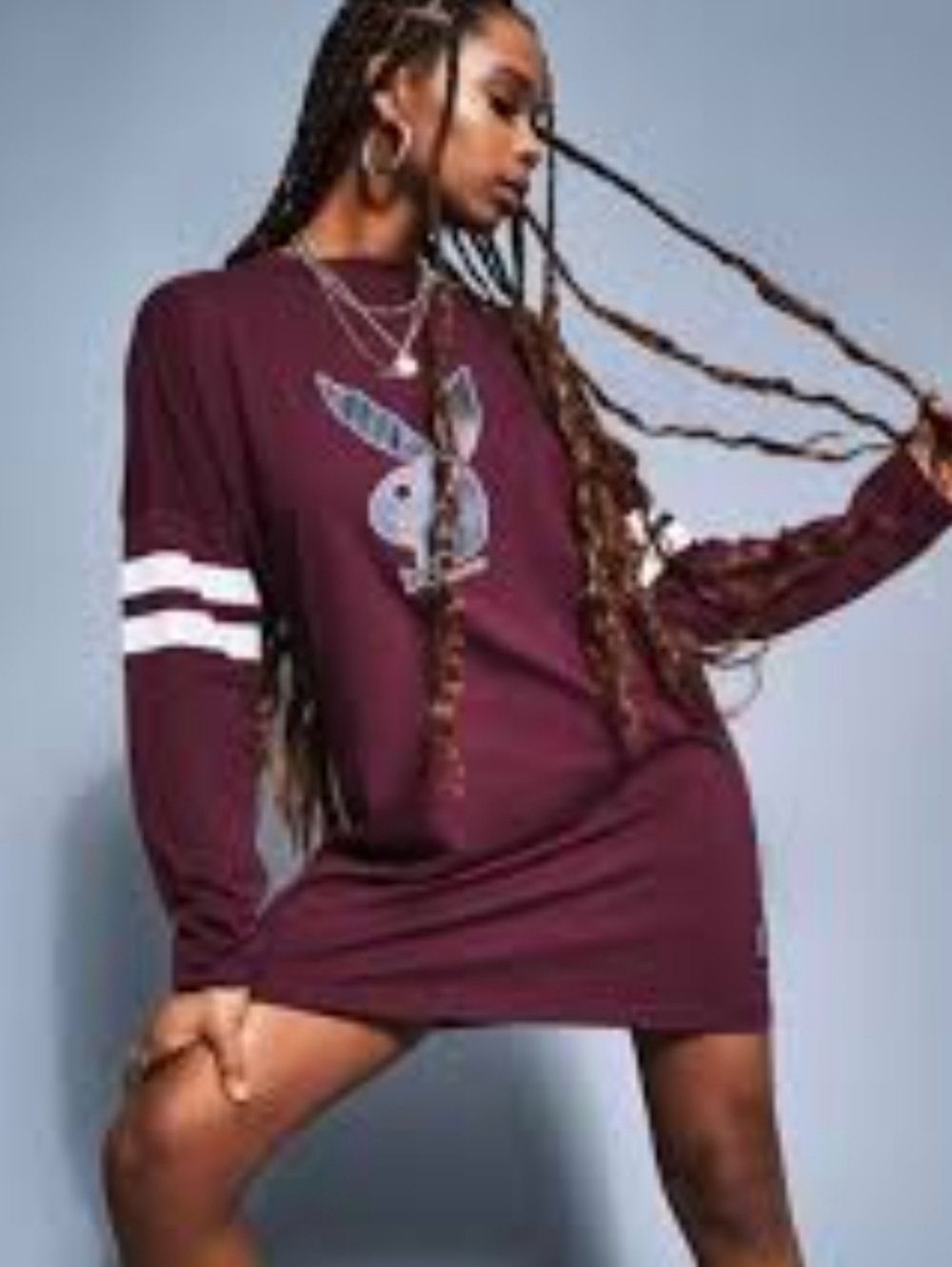MISSGUIDED X PLAYBOY oversized jersey Long Sleeve - Size 0/XS